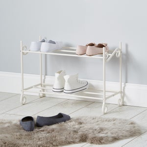 2 Tier Cream Shoe Rack