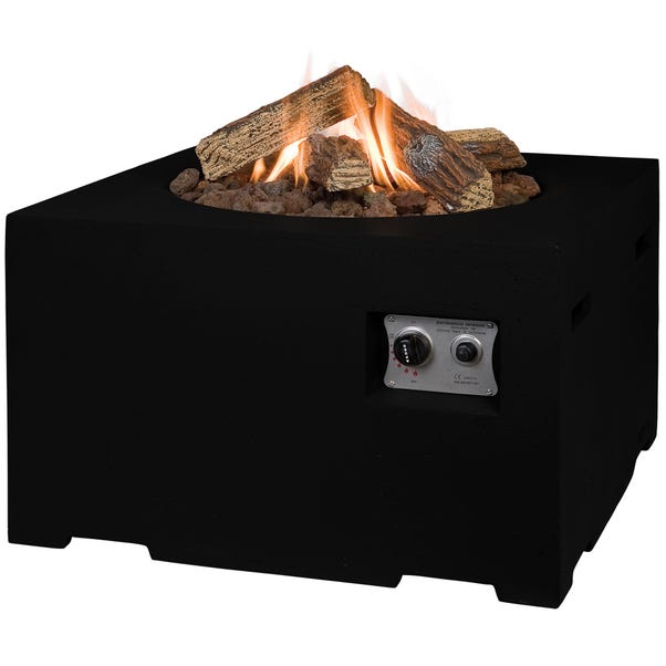 Happy Cocooning Black Small Square Fire Pit Black