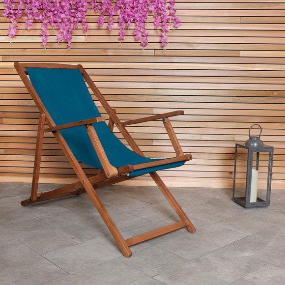 Click to view product details and reviews for Teal Wooden Deck Chair.