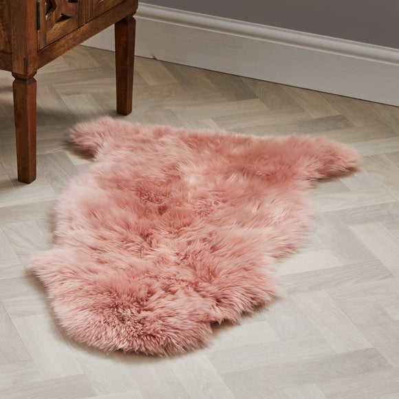 PASTEL PINK Faux Sheepskin Fur Single Pelt rug 2' x 3' 