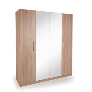 Holborn 4 Door Wardrobe- Natural & Mirrored