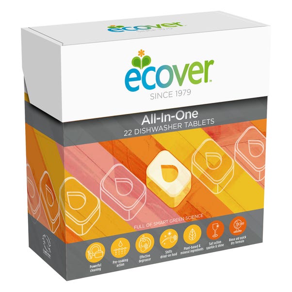 Pack Of 22 Ecover All In One Dishwasher Tablets Clear
