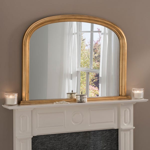Yearn Contemporary Overmantle Mirror 112x77cm Gold Gold