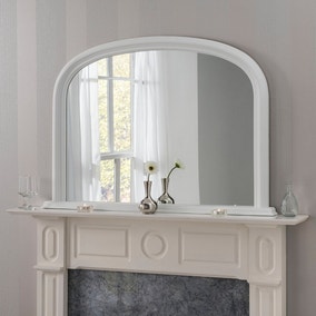Yearn Contemporary Overmantle Mirror, Large White Over Mantle Mirror