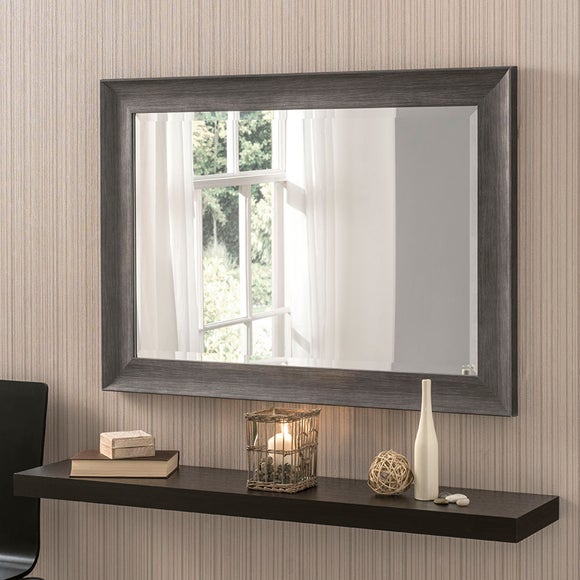 grey wood framed mirror