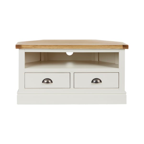 Compton Corner TV Unit, Ivory and Oak for TVs up to 42" image 1 of 10