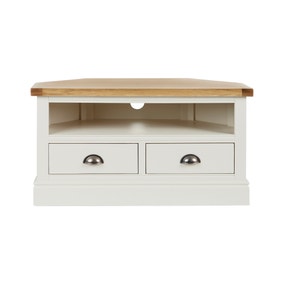 Compton Corner TV Unit, Ivory and Oak for TVs up to 42"