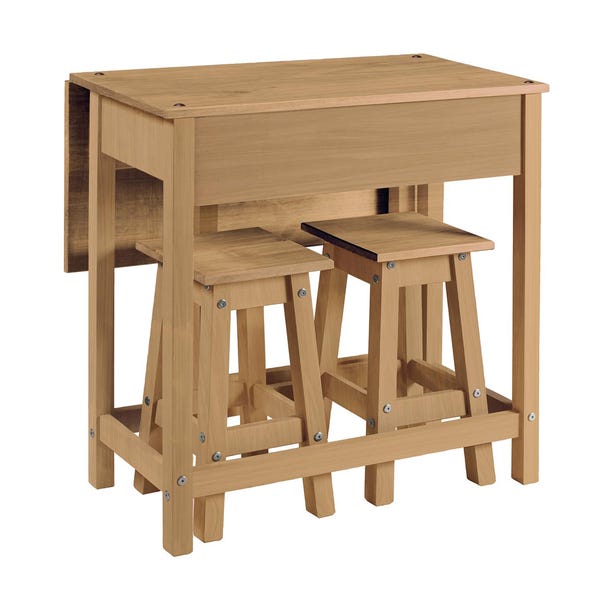 Corona Rectangular Drop Leaf Dining Table with 2 Chairs, Pine image 1 of 1