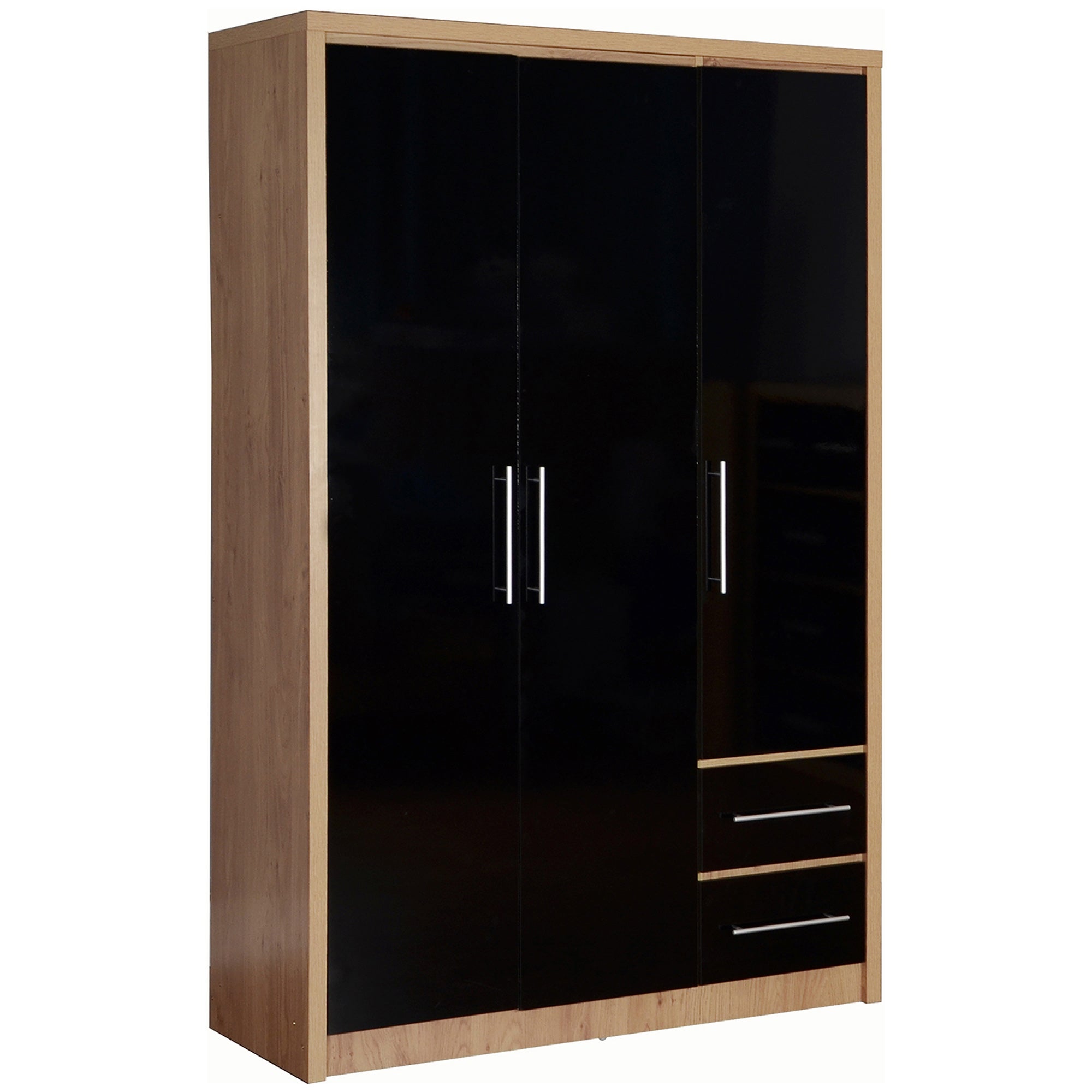 Seville Triple 2 Drawer Wardrobe Black And Brown