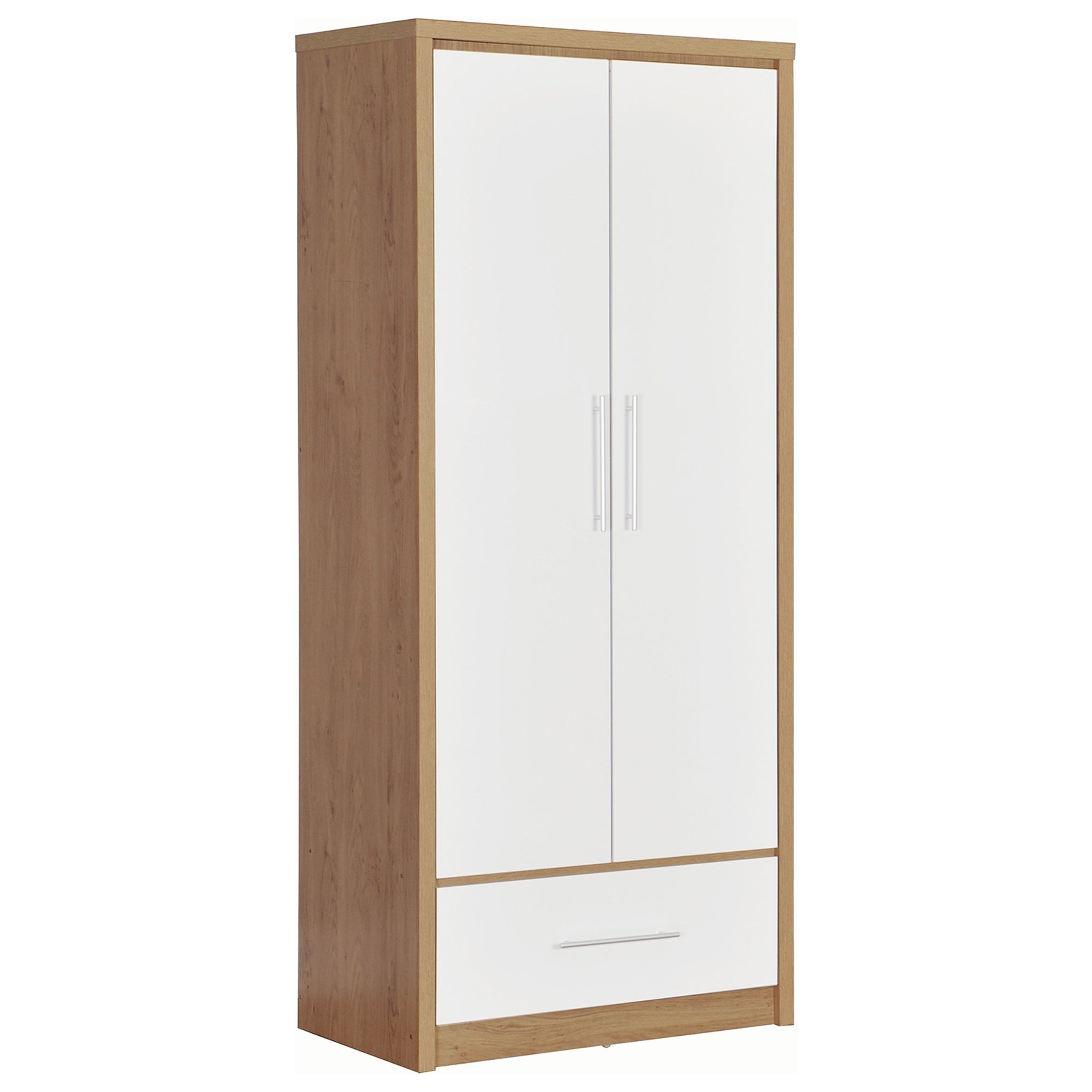 Seville Double 1 Drawer Wardrobe White And Brown