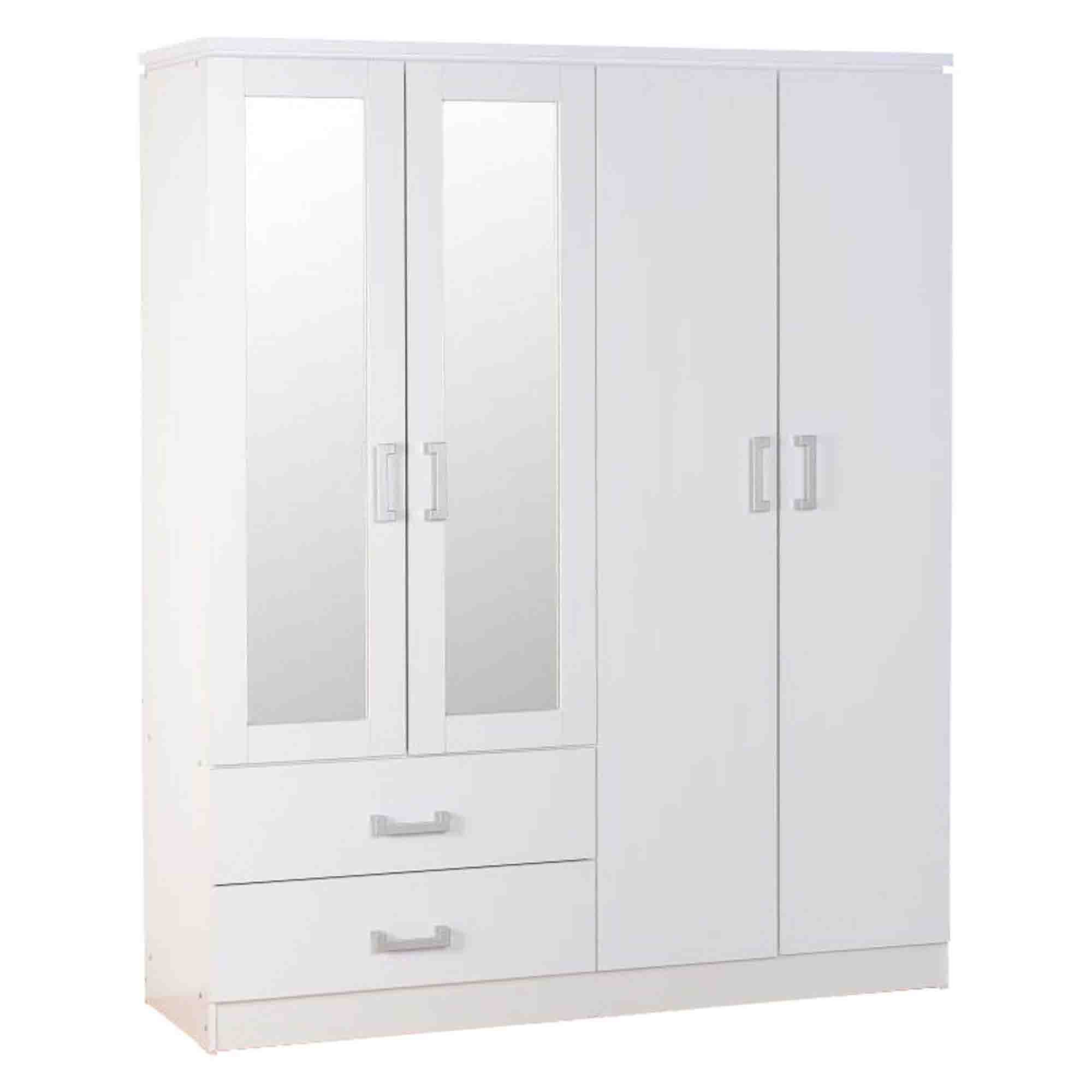 Charles 4 Door Wardrobe Mirrored White