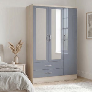 Nevada Triple 2 Drawer Wardrobe- Mirrored