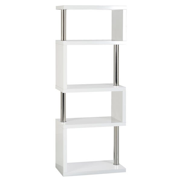 Charisma 5 Shelf High Gloss White, Mayview Five Shelf Standard Bookcase White Gloss