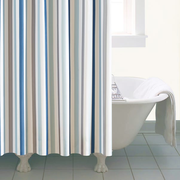 Nautical Bold Stripe Xl Shower Curtain, Blue Brown Shower Curtain