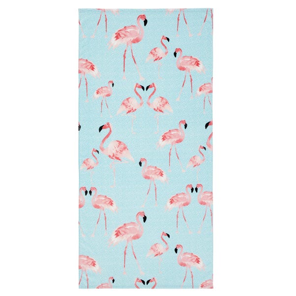 Catherine Lansfield Flamingo 76x160cm Multi Coloured Beach Towel Blue undefined