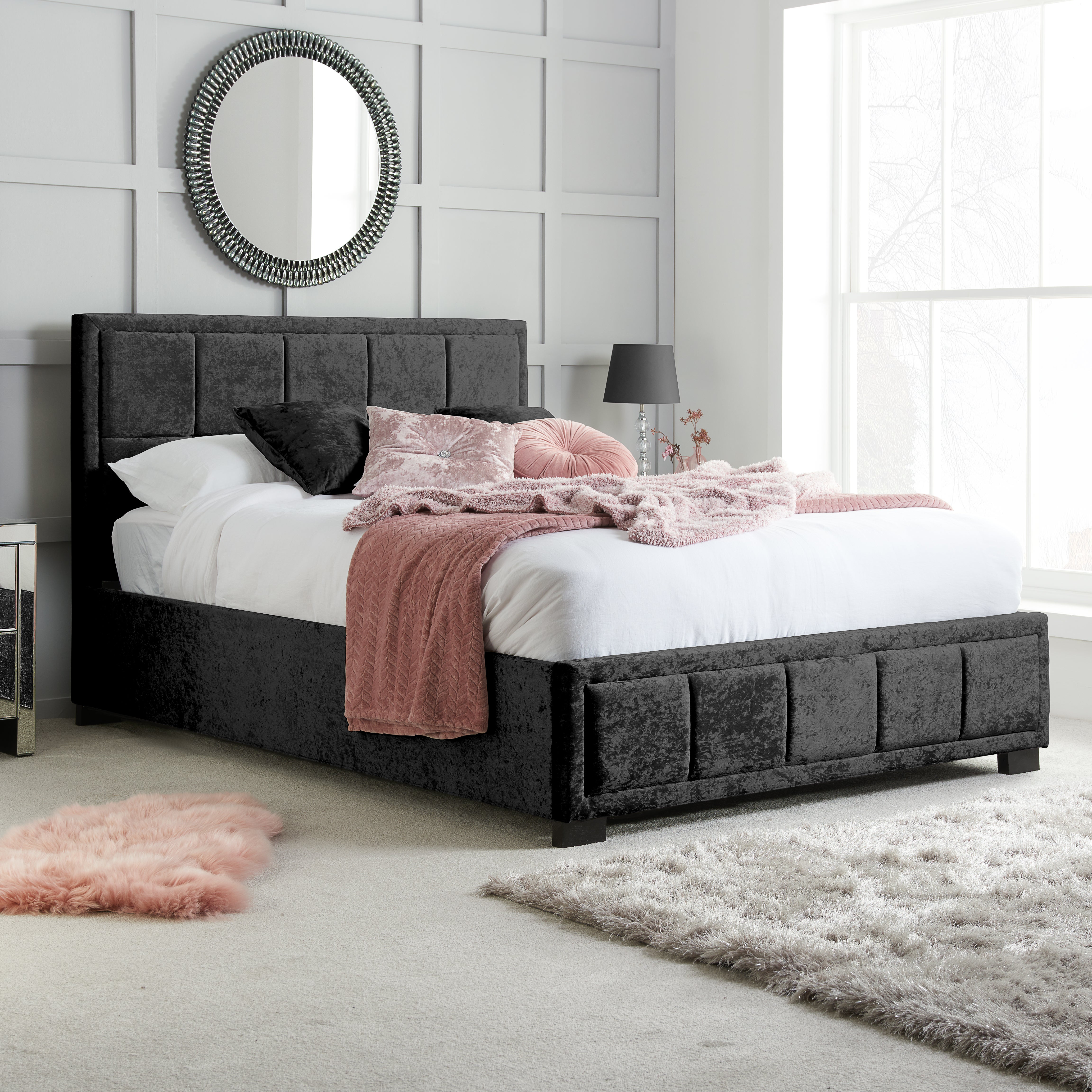 Hannover Crushed Velvet Bed Frame Black