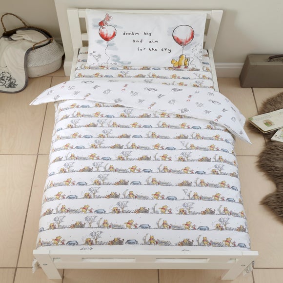 Winnie the Pooh Junior Toddler Bed and Cot Duvet Cover with Pillow Case Cotton 