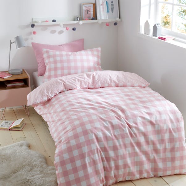 Gingham Pink Duvet Cover and Pillowcase Set image 1 of 6