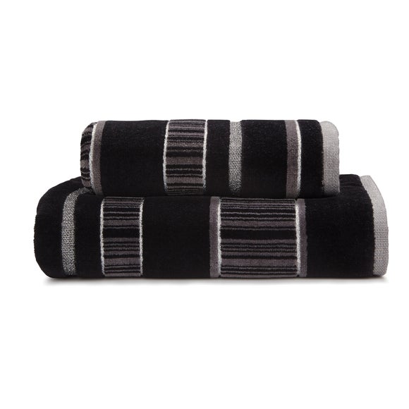 Black and sale white striped towels