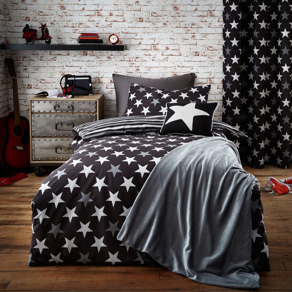 Stars and Stripes Black Duvet Cover and Pillowcase Set  undefined
