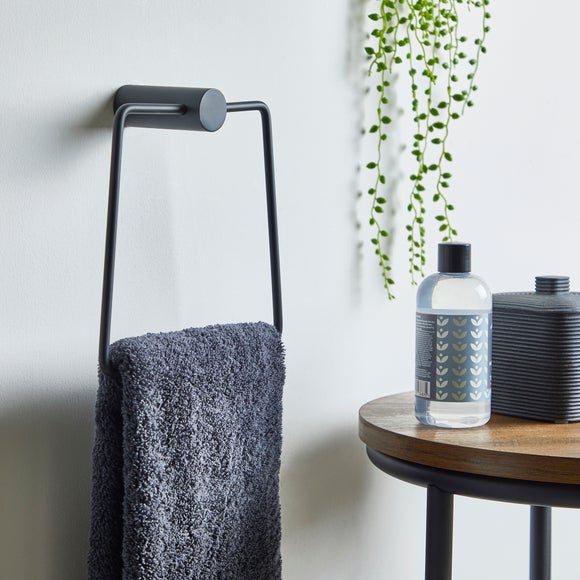 Elements Matt Black Towel Ring Dunelm