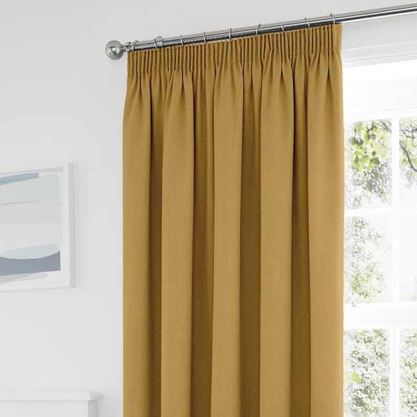 Tyla Ochre Thermal Blackout Pencil Pleat Curtains  undefined