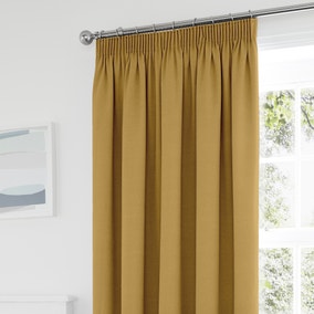 Tyla Ochre Thermal Blackout Pencil Pleat Curtains