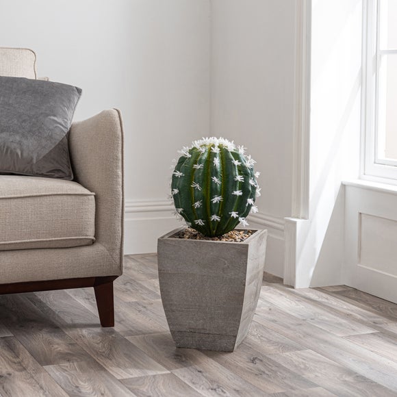 Artificial Cactus In Grey Plant Pot