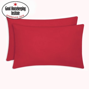 Pack of 2 Kids Non Iron Plain Dye Red Pillowcases