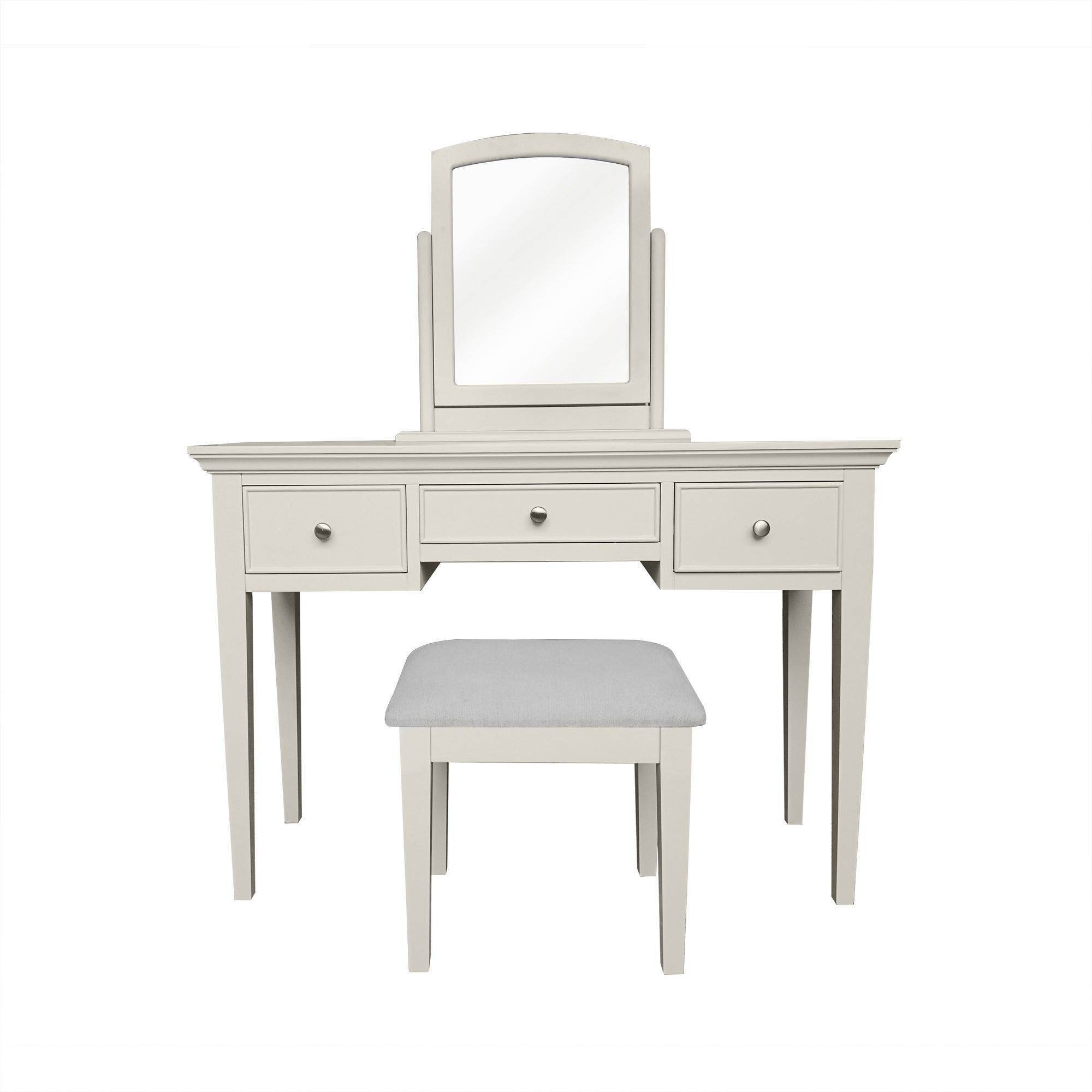 Charlotte 3 Drawer Dressing Table Set With Mirror Ivory White