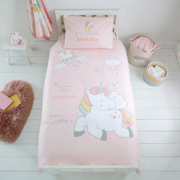 Unicorn Dreams 100% Cotton Cot Bed 