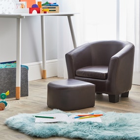 Kid's Brown Tub Chair and Footstool