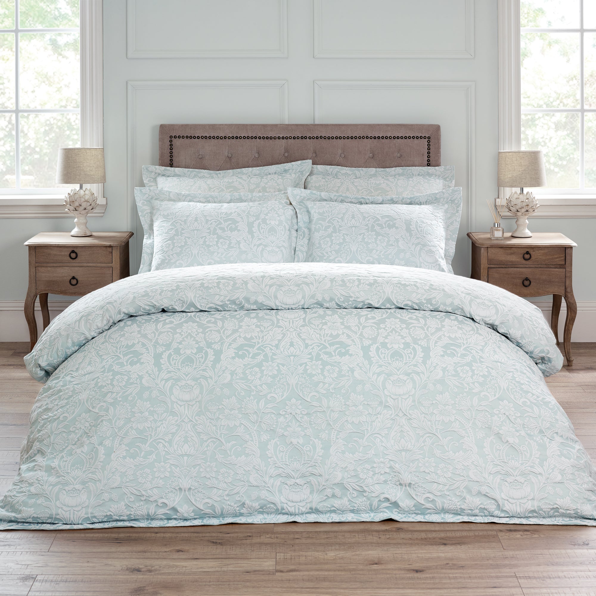 £3500 For Dorma Winchester Jacquard Duck Egg Duvet Cover Light Blue Deal Uk 