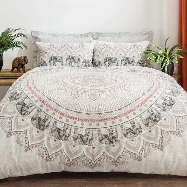 Mandala Elephant Blush Pink Reversible Duvet Cover And Pillowcase Set Dunelm Mandala Elephant Blush Pink Reversible, Blush Pink And Grey Bedding Dunelm