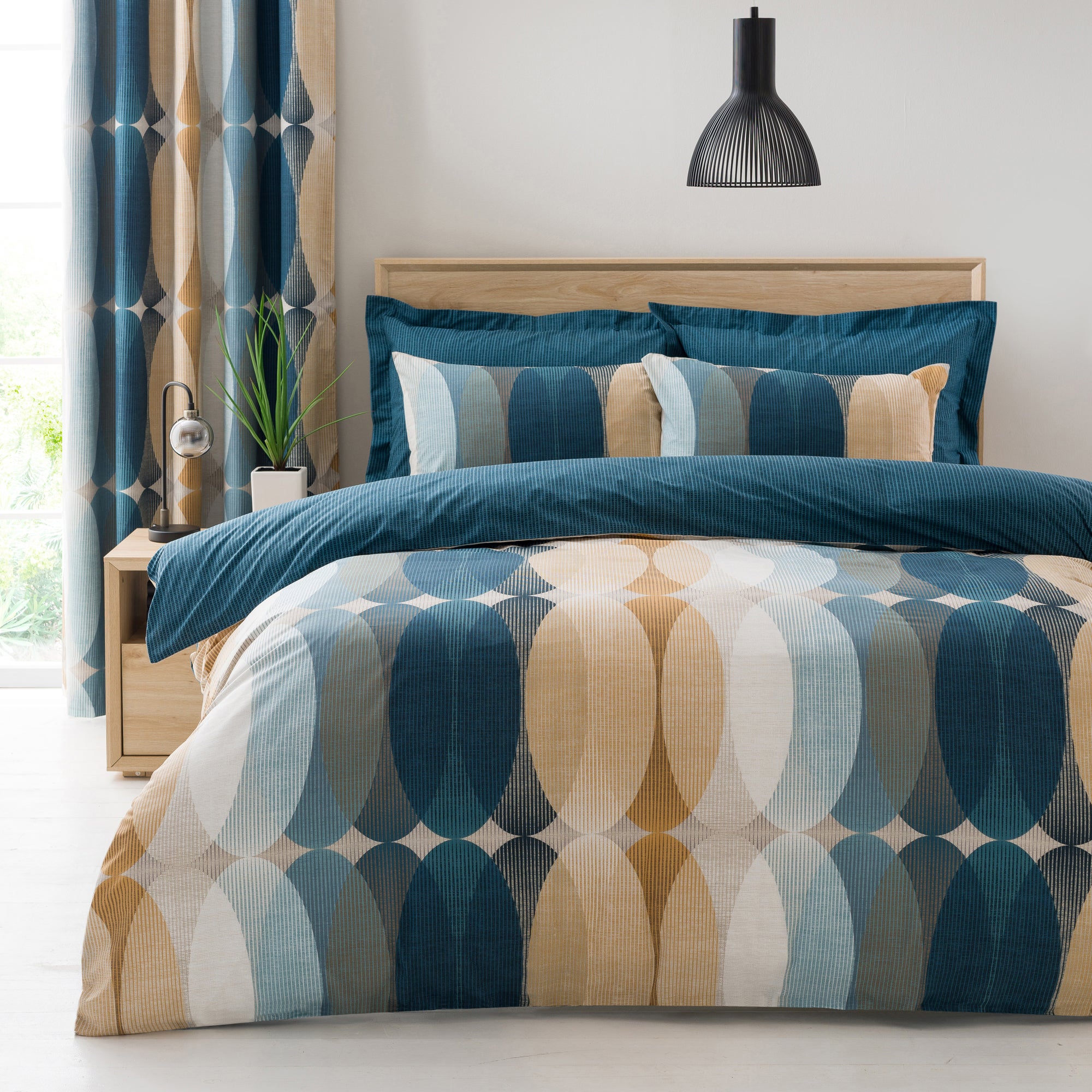 Elements Elijah Blue Reversible Duvet Cover And Pillowcase Set Teal