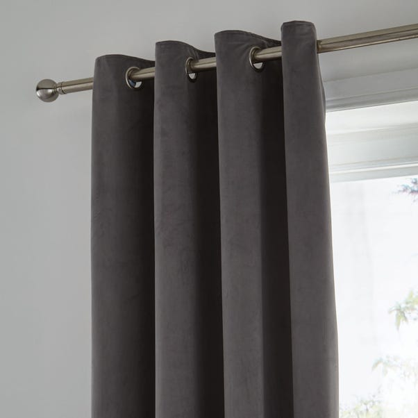 Arielle Velvet Charcoal Blackout Eyelet Curtains Dunelm Arielle Velvet Charcoal Blackout Eyelet, Grey Velvet Curtains