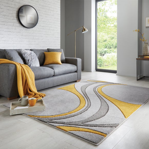 Grey and yellow rugs