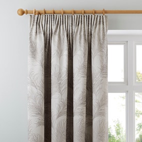 Feathers Grey Pencil Pleat Curtains
