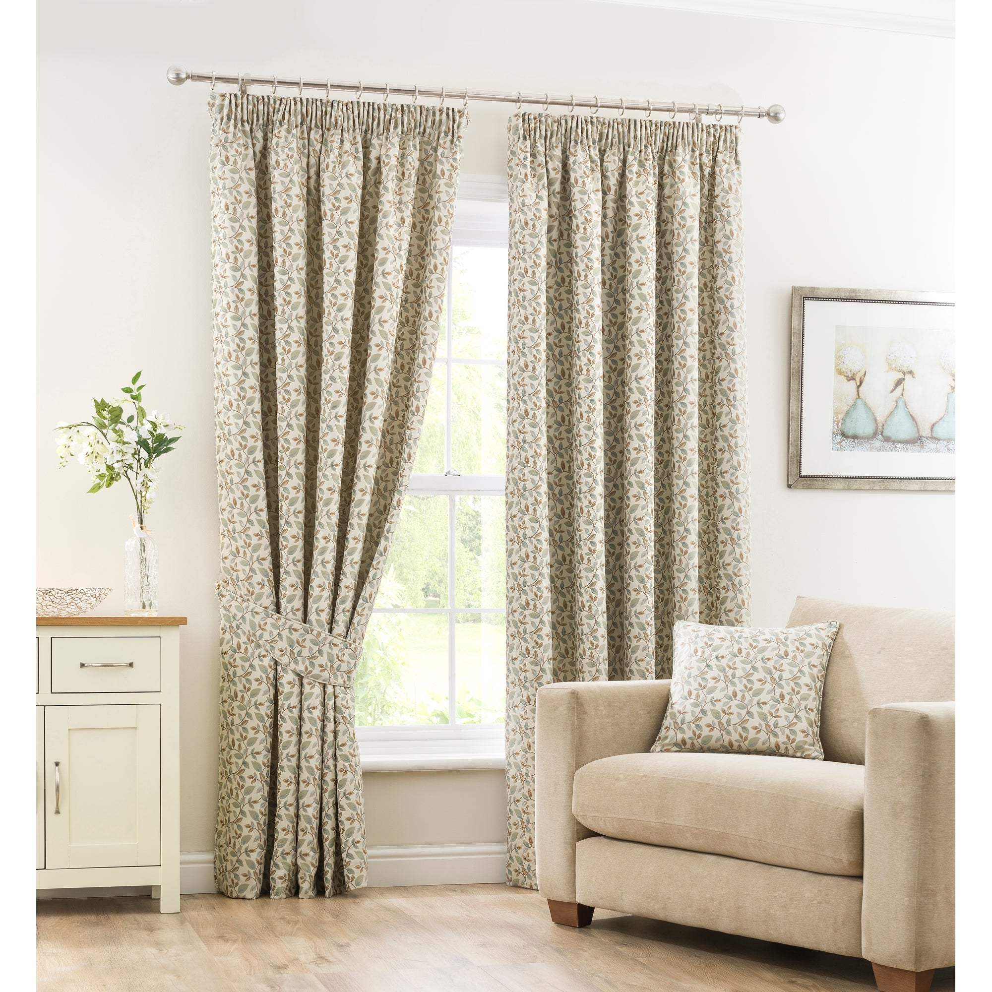 Dianna Duck Egg Pencil Pleat Curtains | Dunelm