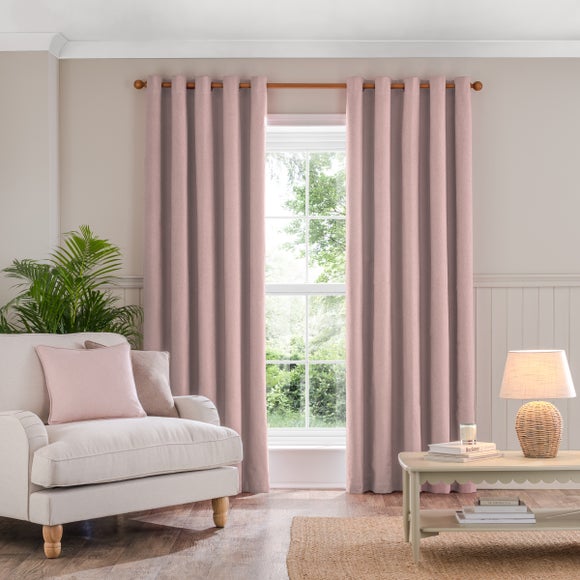 Luna Brushed Blush Blackout Eyelet Curtains Dunelm