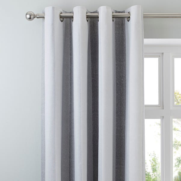 Wide Stripe Grey Eyelet Curtains Dunelm, Charcoal And White Curtains