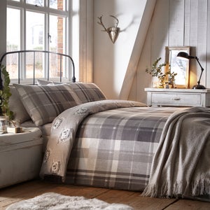 Dream & Drapes Colville Check 100 Brushed Cotton Reversible Duvet Cover & Pillowcase Set