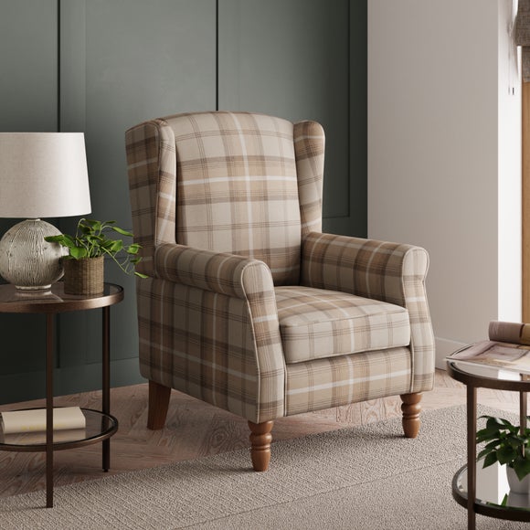 Oswald Check Wingback Armchair 