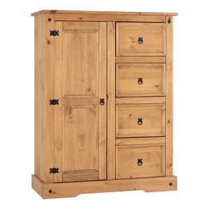 Corona Single 4 Drawer Wardrobe- Pine