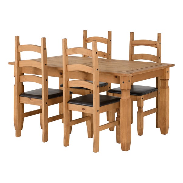 Corona Rectangular Dining Table with 4 Chairs, Faux Leather image 1 of 6