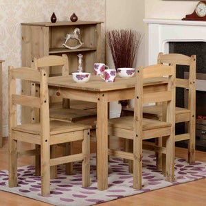 Panama 4 Seater Square Dining Table With 4 Chairs- Pine