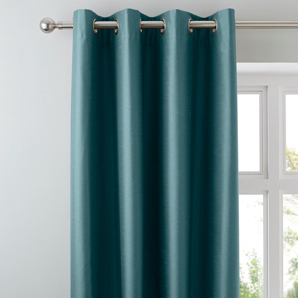 Nova Teal Blackout Eyelet Curtains | Dunelm