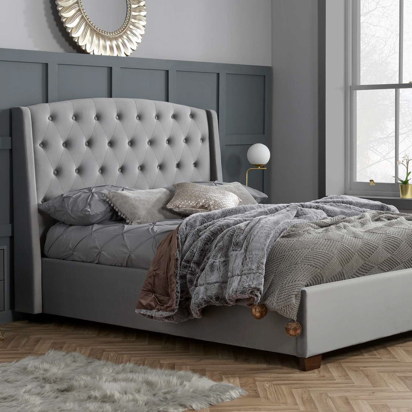 Balmoral Velvet Bed Frame Grey
