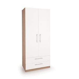 Hyde Double 2 Drawer Wardrobe- White