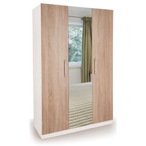 Euston Triple Wardrobe- White & Mirrored